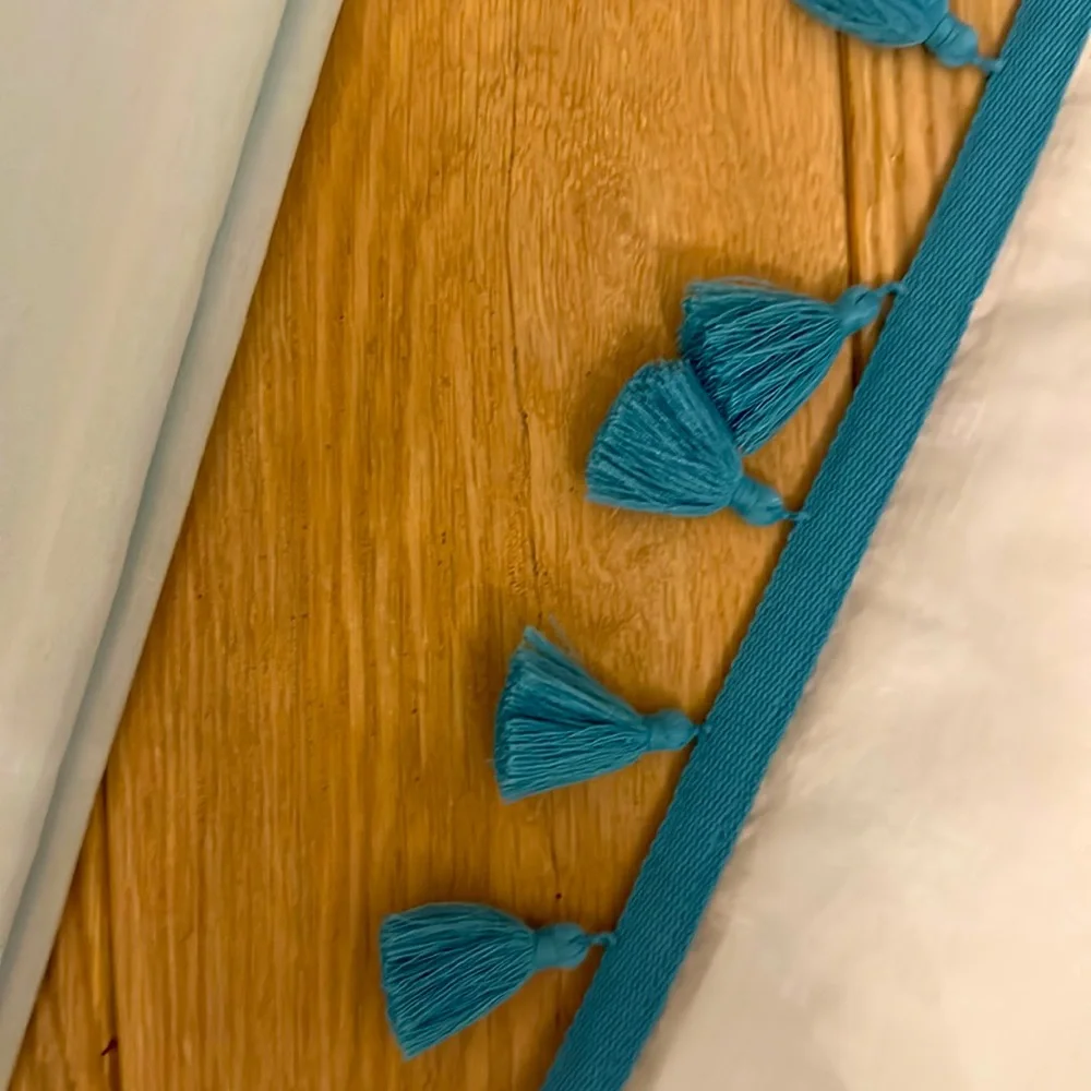 Serena & Lily French tassel curtain panel set.